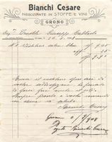 Grono (GR) Fattura Bianchi Cesare Stoffe e Vini 1908
