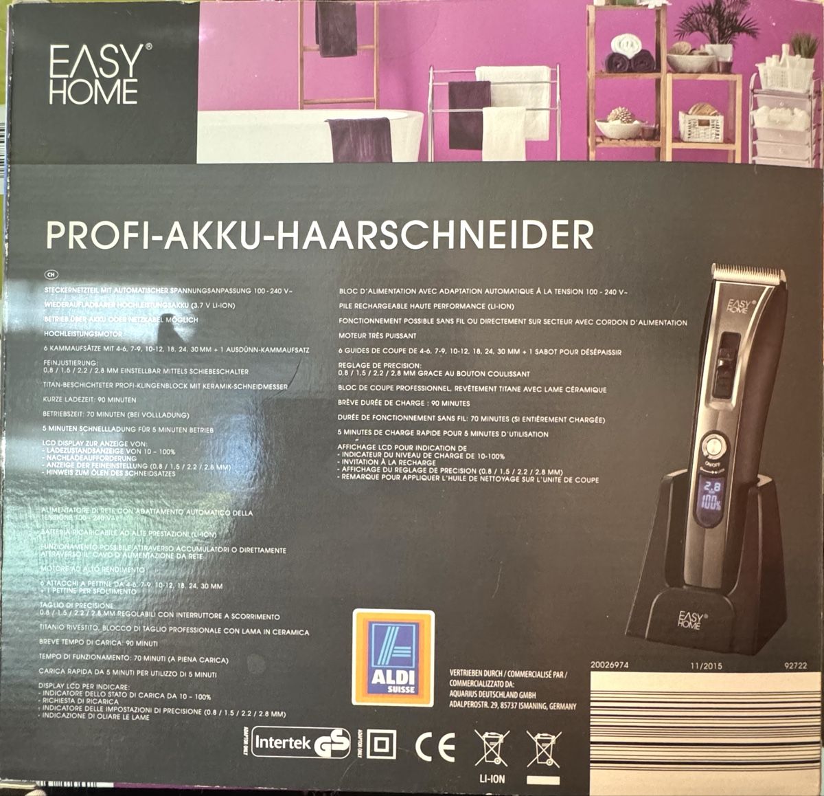 Taglio: Easy Home Profi-Akku-Haarschneider – Nuovo e nell'imballaggio originale da Basel venduto da maulwurf012 1