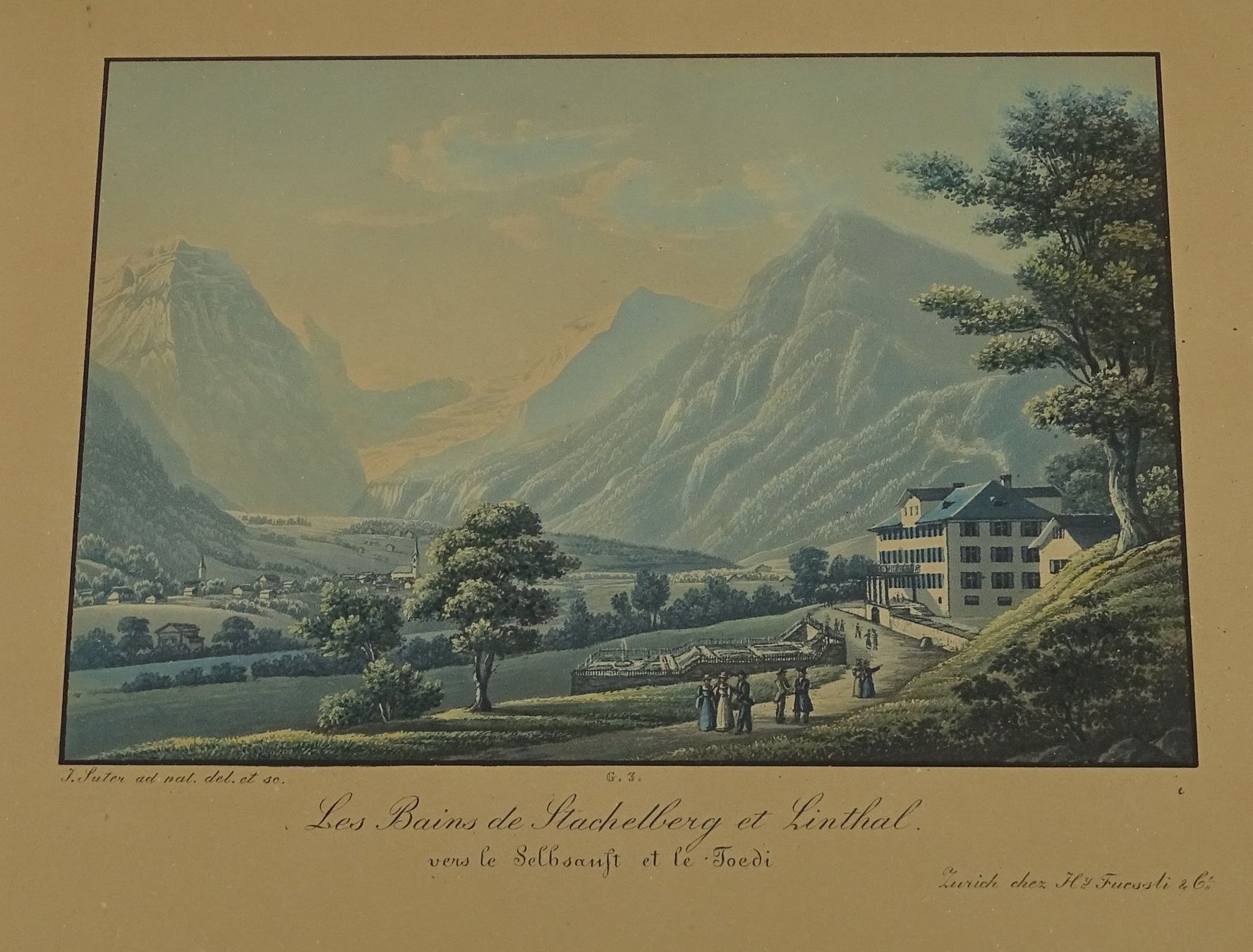 Incisioni: STACHELBERG & LINTHAL, GLARUS, AQUATINTA UM 1830 – Usato da Grüningen venduto da Kartensammler 2