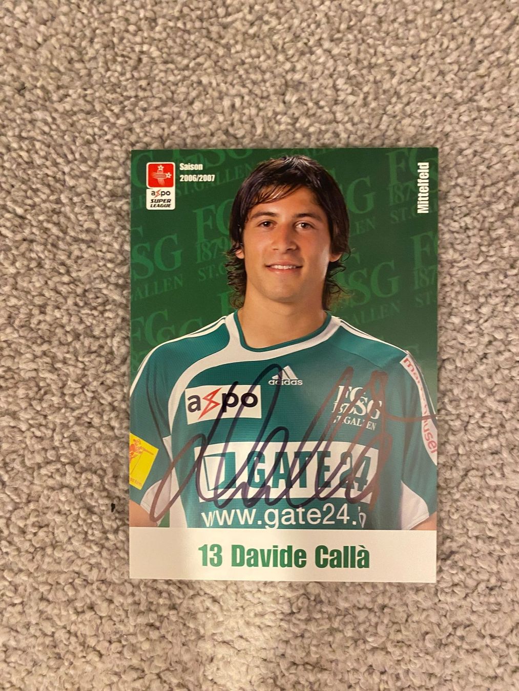 Original Autogrammkarte Davide Callà - St. Gallen (Gebraucht) in Mörel ...