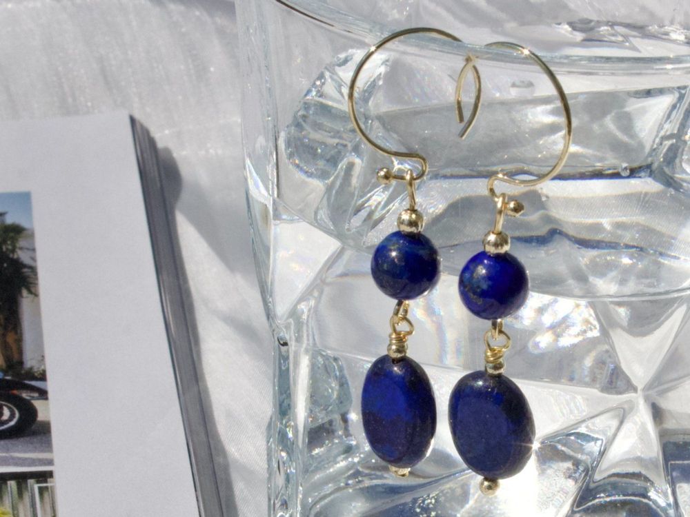 Edelstein Ohrhänger 925 Silber - Natürliche Achat, Lapislazuli & Onyx Tropfen Boho Schmuck