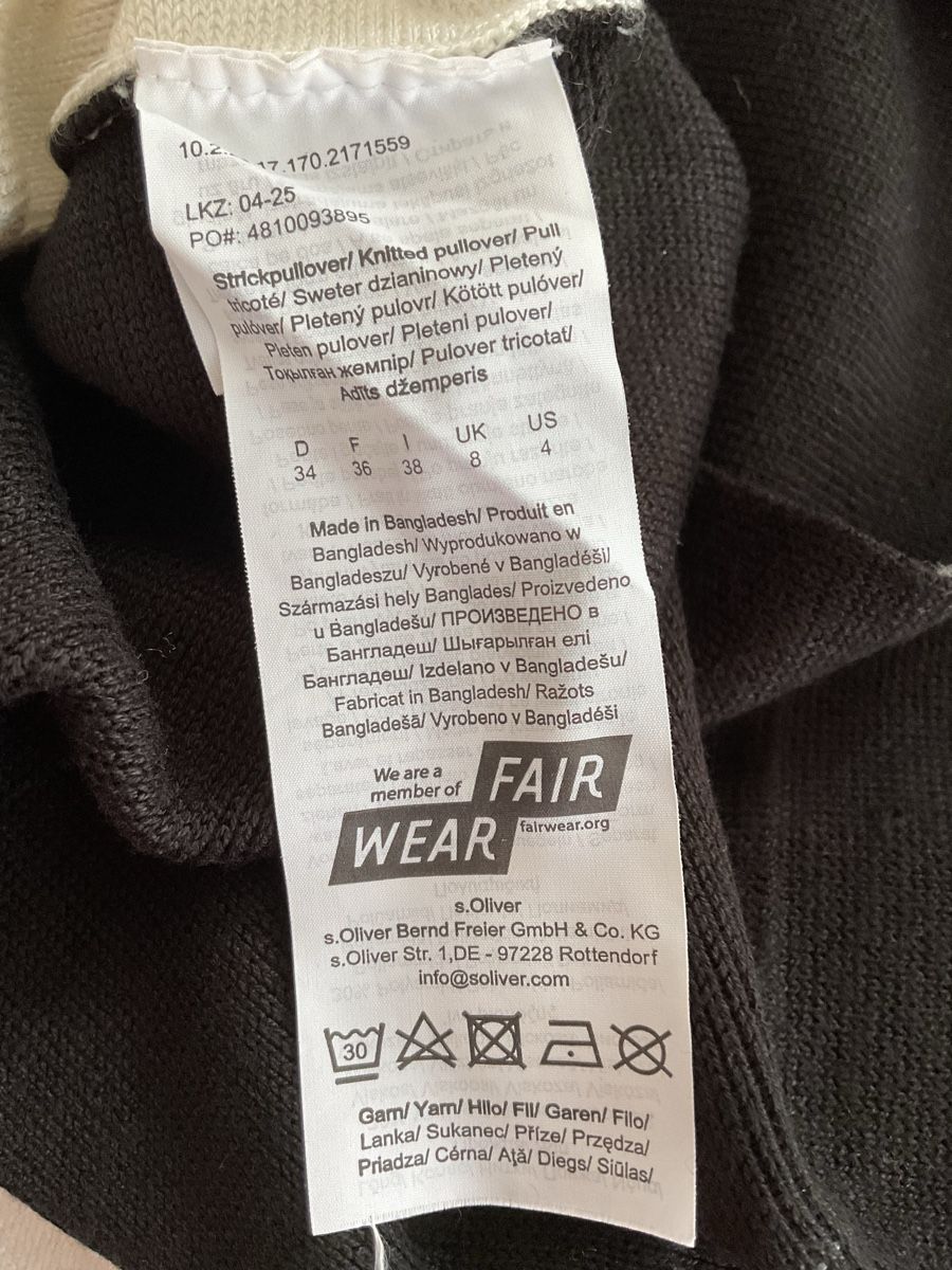 S.Oliver Maglioni & Felpe: S.Oliver Black Label Strickpullover schwarz weiss Gr. 38 – Nuovo e nell'imballaggio originale da Roggwil TG venduto da Straven 3