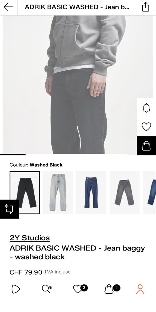 Jeans: 2Y Studios Jean Adrik Basic Washed Noir – Nuovo e nell'imballaggio originale da Romont FR venduto da Marco_Polo_2.0 1