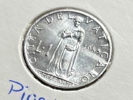 Vatikanstadt 1 Lira 1955 unz Pius XII Temperantia rr