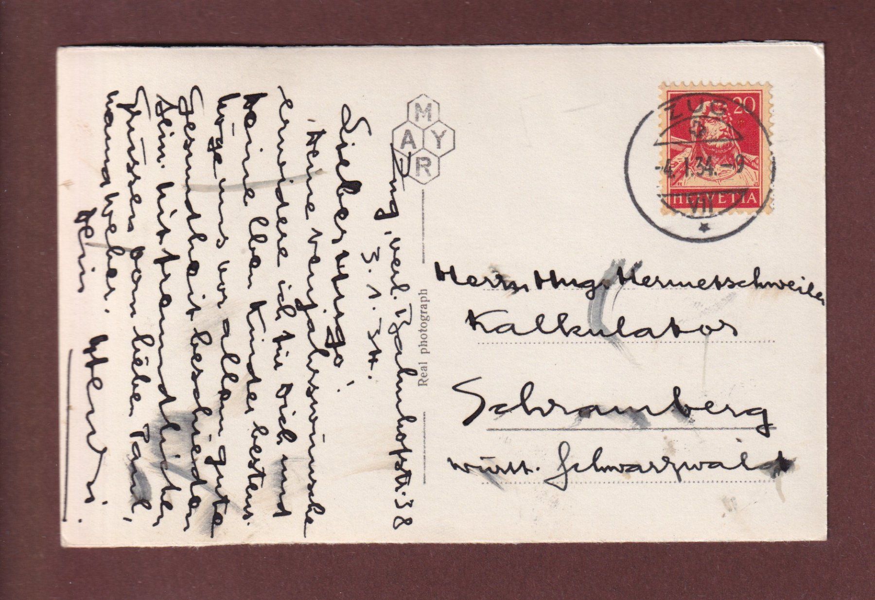 Ansichtskarten: LUGANO - Fontana - Auto - 1934 – Gebraucht aus Pully von nicecards 1