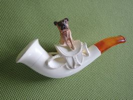 Zigarettenspitze echt Meerschaum und Bernstein Bulldogge