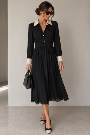 Kleid Zara Basic navy mit weissem Kragen Grösse S