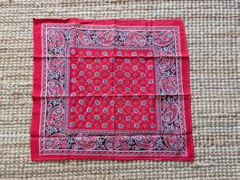 Bandana Tuch rot mit Paisley Muster quadratisch