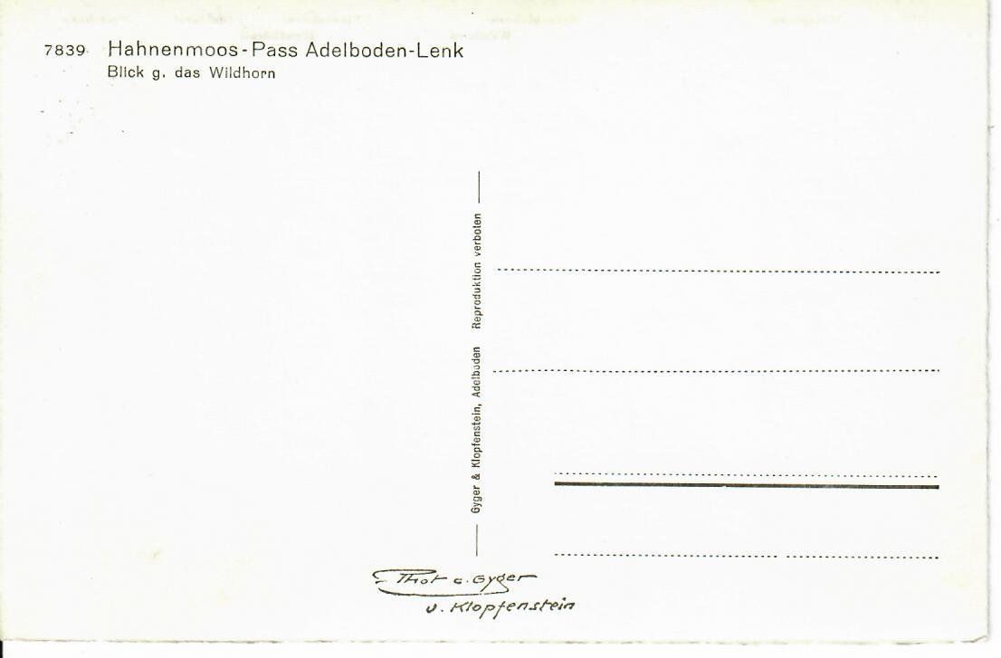 Cartoline postali: Hahnenmoos - Pass Adelboden Lenk – Usato da Hochdorf venduto da Ziegel-16 1