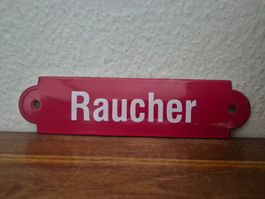 Emailschild Raucher Bahn Zug Tram Emaille Schild Achtung