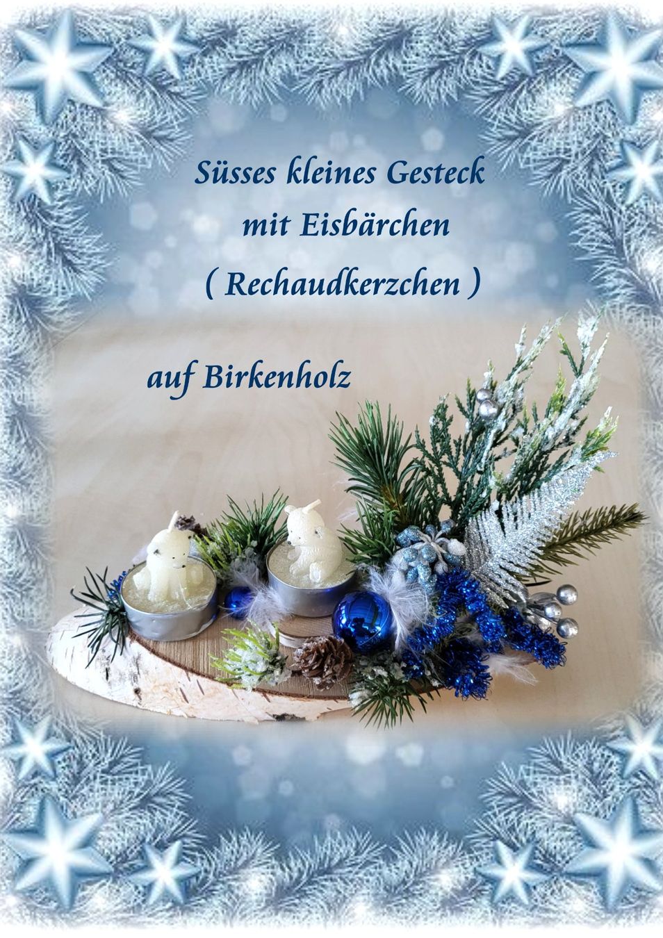 Tutte le decorazioni: Gesteck auf Birkenholzscheibe mit Eisbär Kerzlein – Nuovo (secondo la descrizione) da Linden venduto da Mb2bb