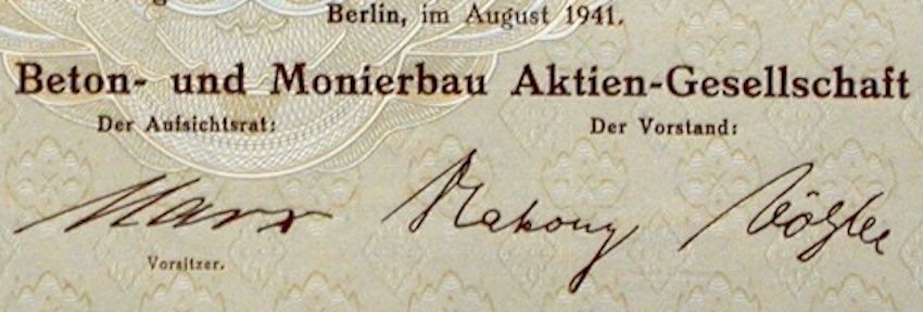 Dokumente: Beton- und Monierbau AG, Berlin - 1941 – Gebraucht aus Solothurn von Sgasche 1
