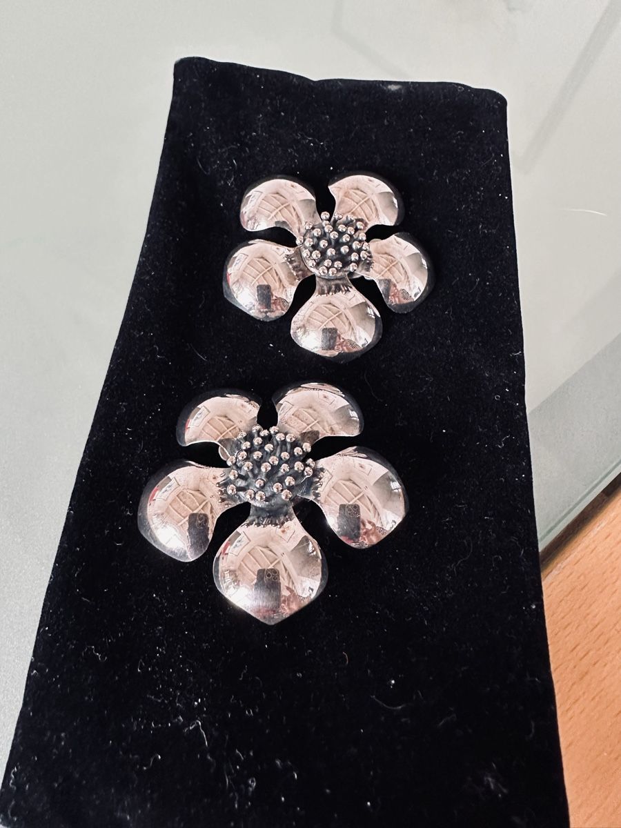 Orecchini pendenti & Orecchini a lobo: Wunderschöne Unikat Silber Ohrclips 925er Blumen Muster – Usato da Watt venduto da Beautiful