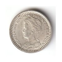 Silber Münze 1925 Niederlande 10 Cents Wilhelmina Holland