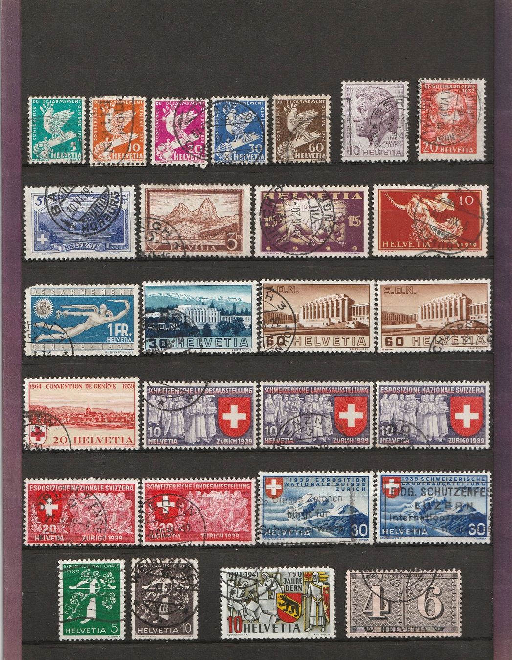 Tutti i francobolli: 89 alte Schweizer Briefmarken 1850 - 1949 – Usato da Basel venduto da chrisKB 1