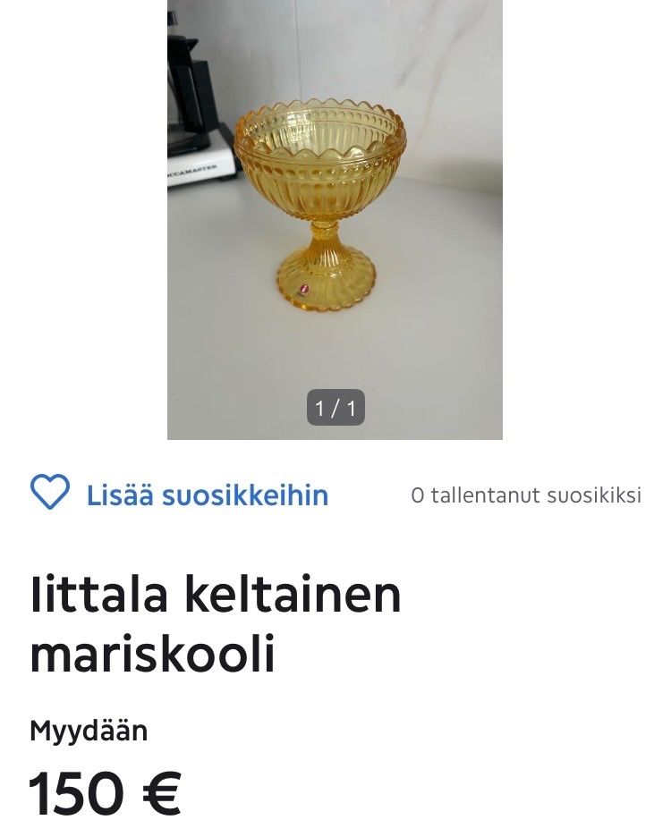 Iittala Ciotole: Vintage Iittala Mariskooli 155mm bernsteinfarbig – Usato da Stäfa venduto da ummroxana 8