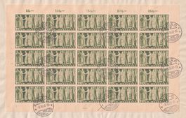 1955, 218x Bogen (Urnengang) von ZÜRICH, rarer Bogen 250 Fr.