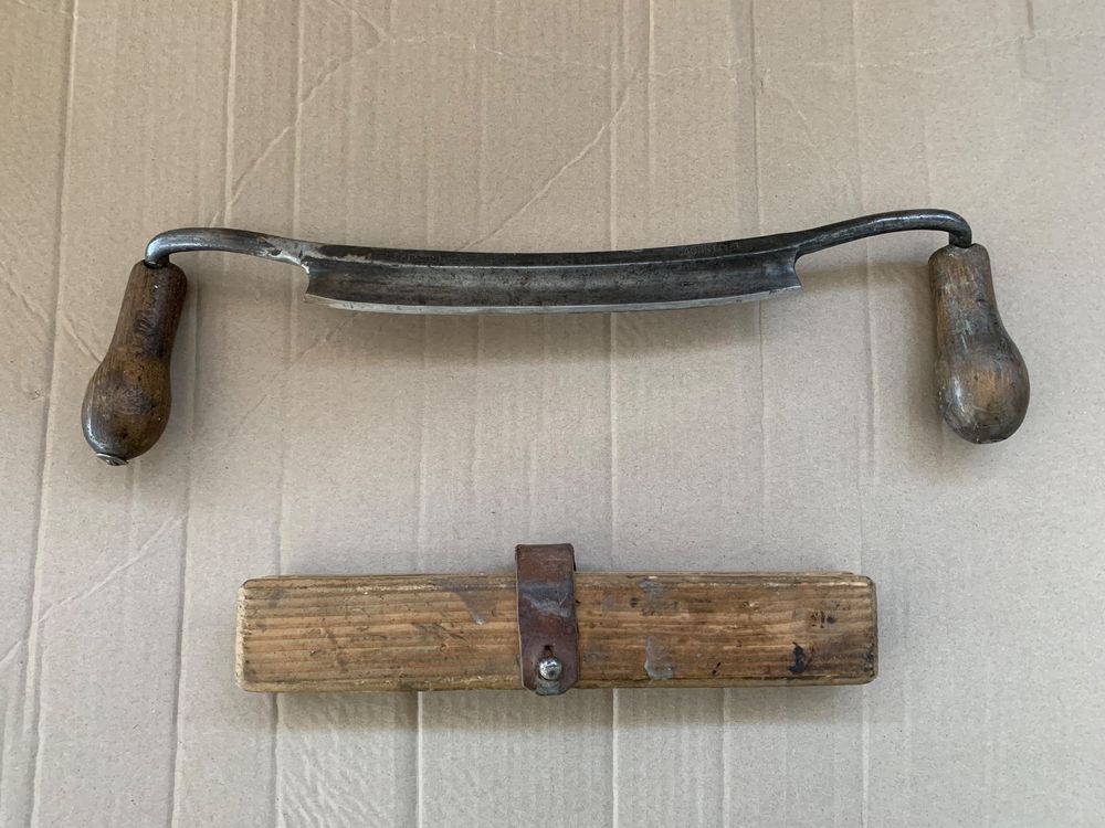 Hyuduo 8-Zoll-Zugmesser Aus Kohlenstoffstahl – Mit Holggriff & Scheide, Ideal Zum Entrinden & Holzbearbeiten