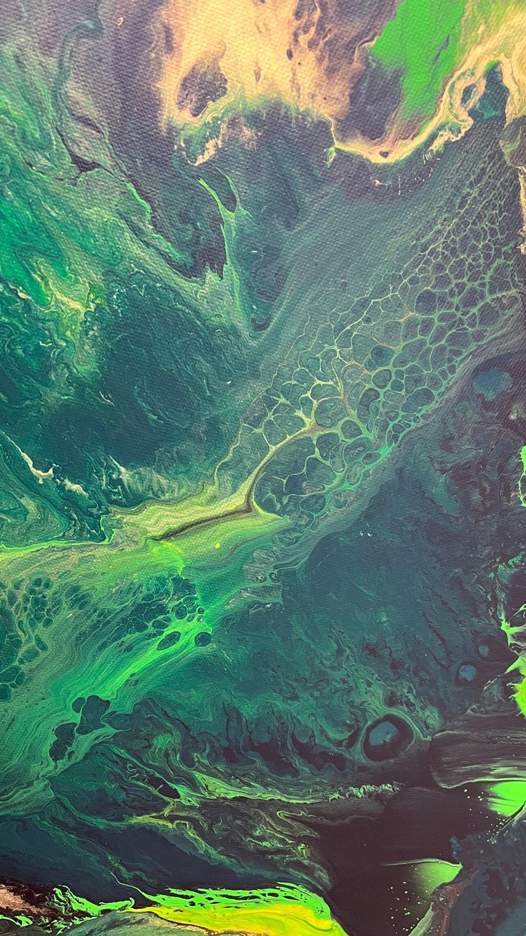 Dipinti: Abstraktes Acrylgemälde "Emerald" 50x70cm Original – Nuovo (secondo la descrizione) da Hochdorf venduto da Jasminurschel 2