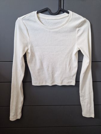 Croped Langarmshirt weiss Gr. XS