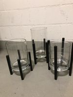 3er Set Glaswindlichter mit Halterung, Top Zustand
