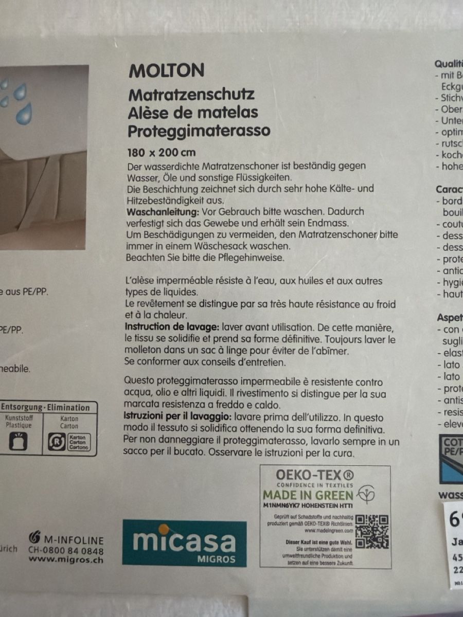 Biancheria da letto: Molton Matratzenschutz 180x200 – Usato da Oberrohrdorf venduto da Mariann79 3