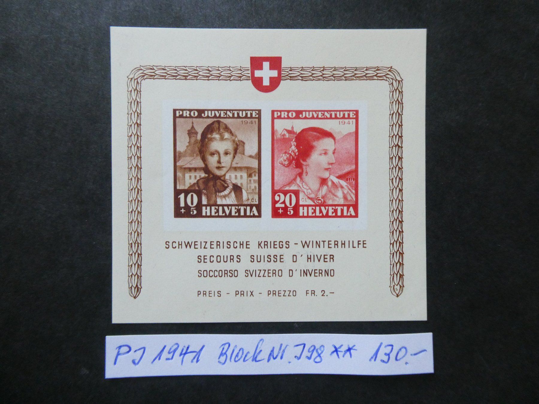 Alle Briefmarken: Pro Juventute 1941 Block Nr. J98 postfrisch – Gebraucht aus Lausen von Herbamare01