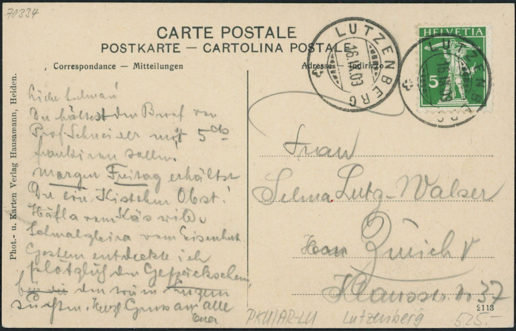 Cartes postales: AR Lutzenberg - Post - Postkutsche – D'occasion à Schindellegi par leecollect 1