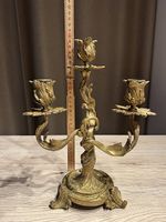 Paar antike Rokoko-Kandelaber Messing feuervergoldet