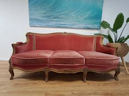 Sofa Antik Samt Louis XV Stil altrosa guter Zustand