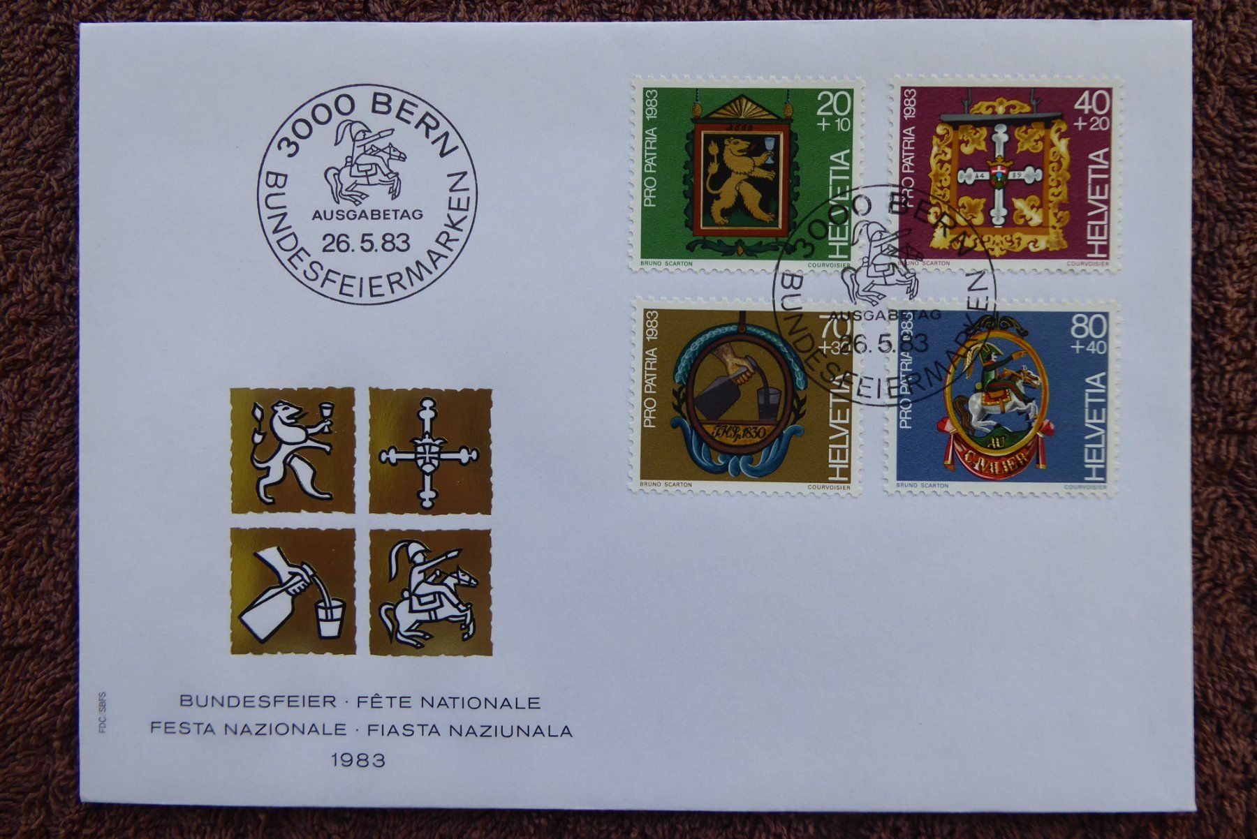 Tutti i francobolli: (F217) FDC Pro Patria 1983 -> B198 - B201 – Usato da Basel venduto da scholle50