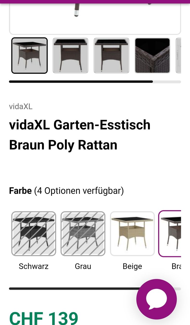 Tavoli: Garten-Esstisch Polyrattan braun – Usato da Bettlach venduto da shanty11 4