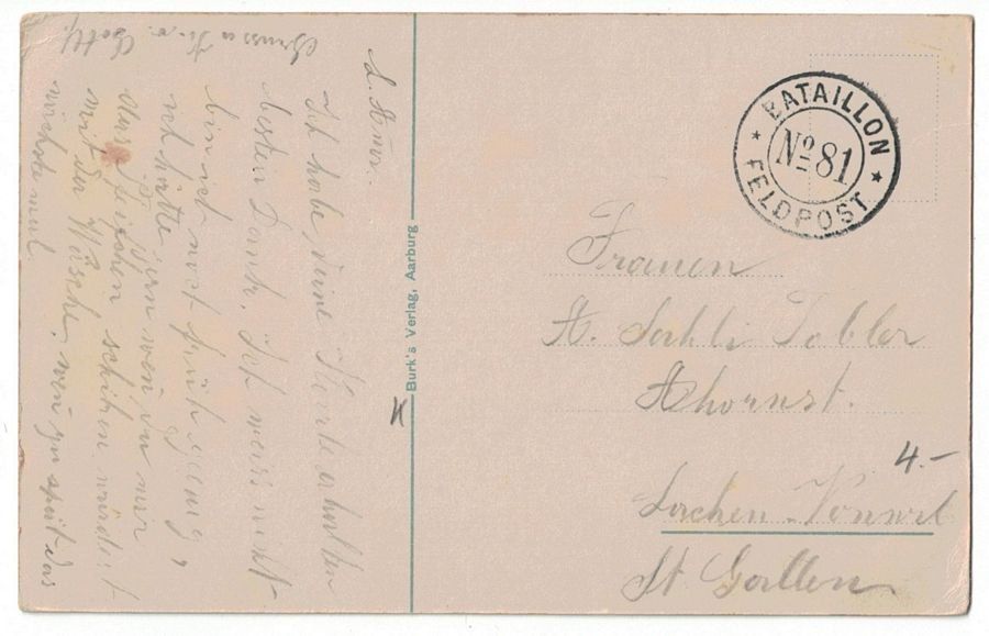 Cartoline postali: Aarburg, Feldpost Bataillon N° 81 – Usato da Frauenfeld venduto da POML 1