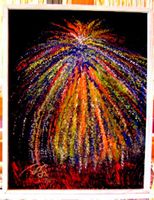 Feuerwerk  1 Öl auf Leinwand 43 x 43 cm