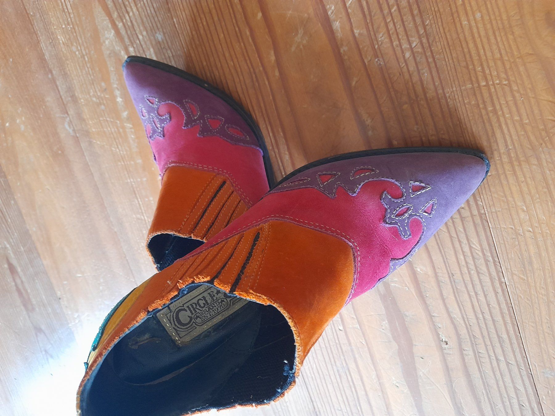 Scarpe da donna: Leder Boots . handmade . alles Leder . Regenbogen . – Usato da Leuggelbach venduto da schmetterlings-fee 2