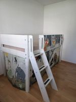 Flexa Halbhoch-Bett White mit Vorhänge und Matratze