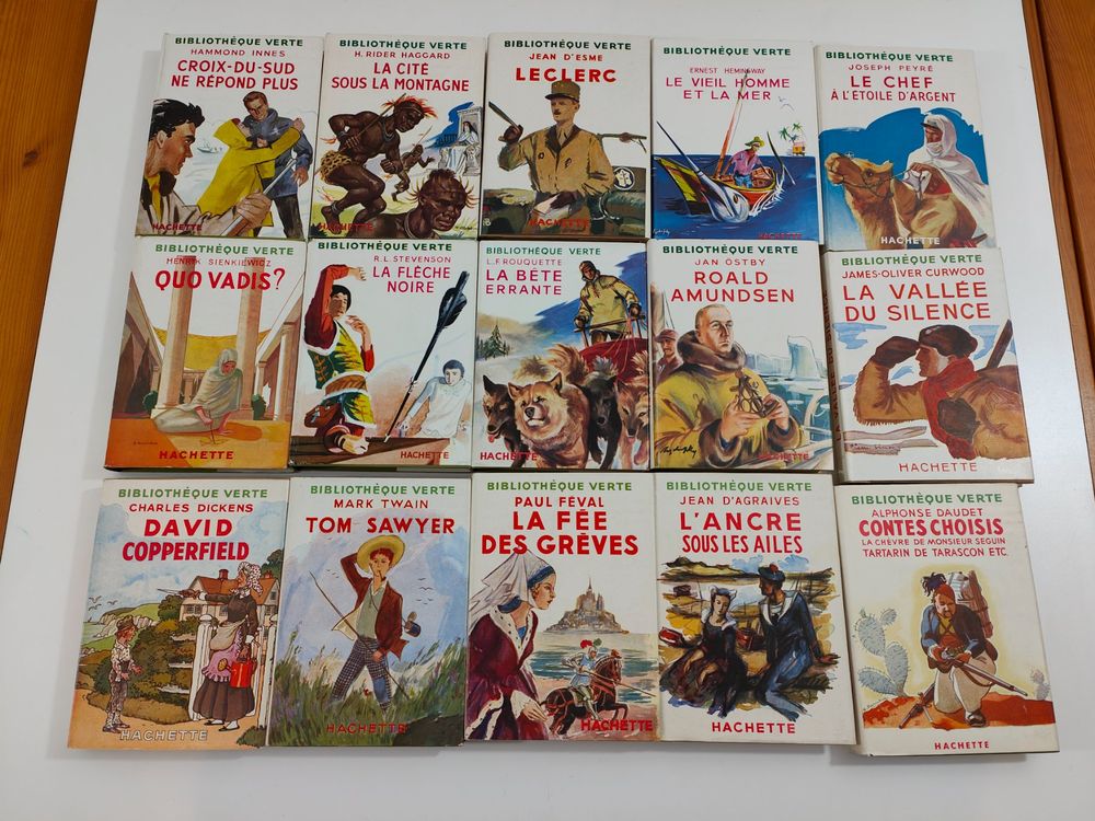 Lot 9 Livres Bibliothèque Verte Hachette – Années 50 – Littérature étrangère