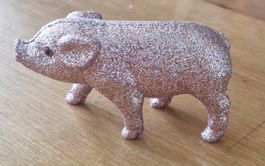 Deko-Schweinchen Glitzer rosa