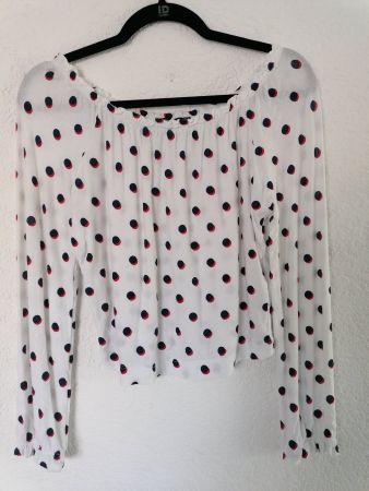 Langarm-Shirt /Bluse, Grösse S Bershka weiss blau rot