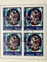 🎯🎨 Pro Patria 1970 Serie Glasgemälde 4er-Blöcke Nr.146-149