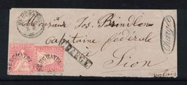 1857, 2 mal Strubel 24D auf Briefausschnitt