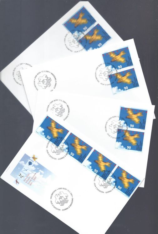 4 FDC avec différentes couleurs dans les marges 2001 | Kaufen auf Ricardo