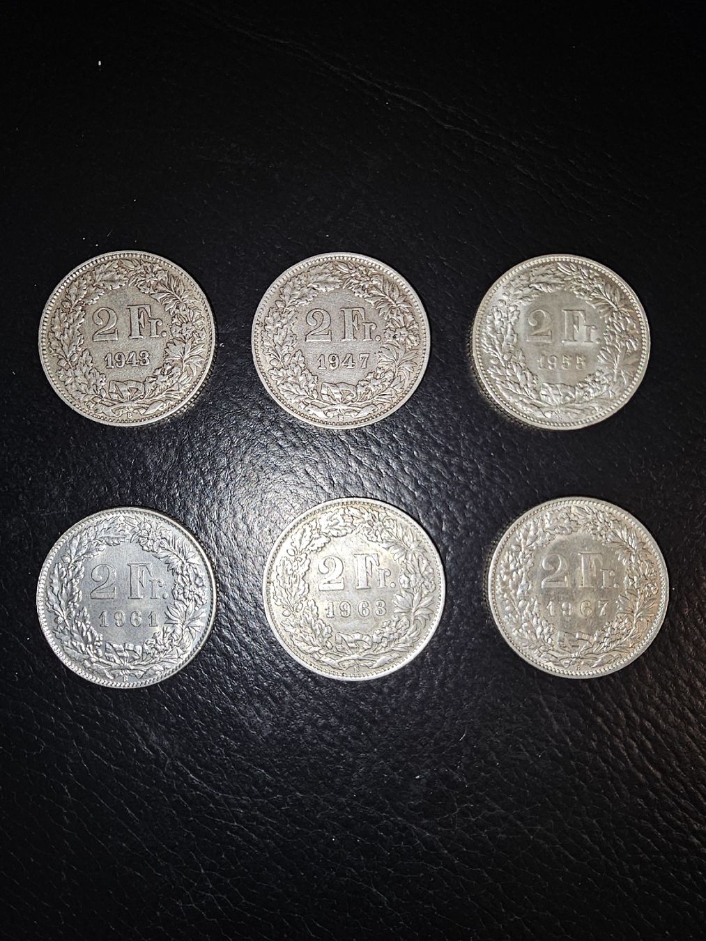 Tutti le monete: 2 Franken Silber 1943 - 1967 = 6 Stk. – Usato da Bottmingen venduto da Plemenito 1