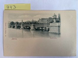 alte Postkarte Zürich Quaibrücke, 1898
