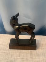 Holz Reh Figur Art Déco Skulptur auf Sockel ca. 20 cm