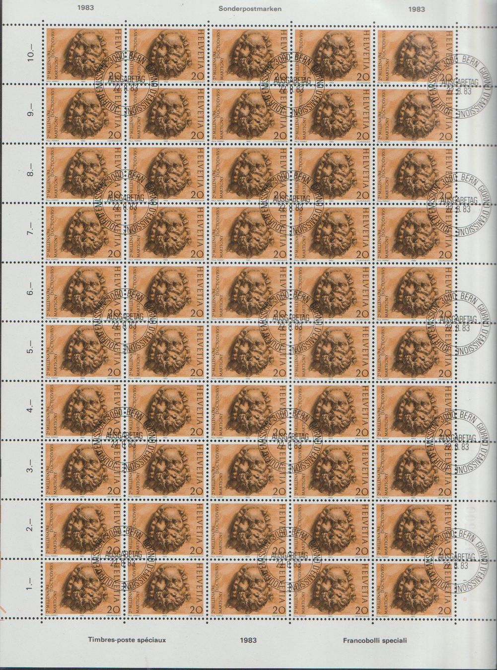 Alle Briefmarken: Timbres-poste spéciaux 1983 Bern 4 feuilles – Gebraucht aus Crans-Montana von kira56 1
