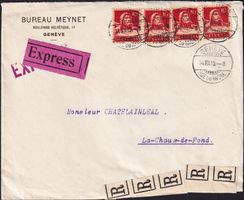 1915: Express-Brief Genf mit 2 Paaren Tell SBK-Nr. 126II