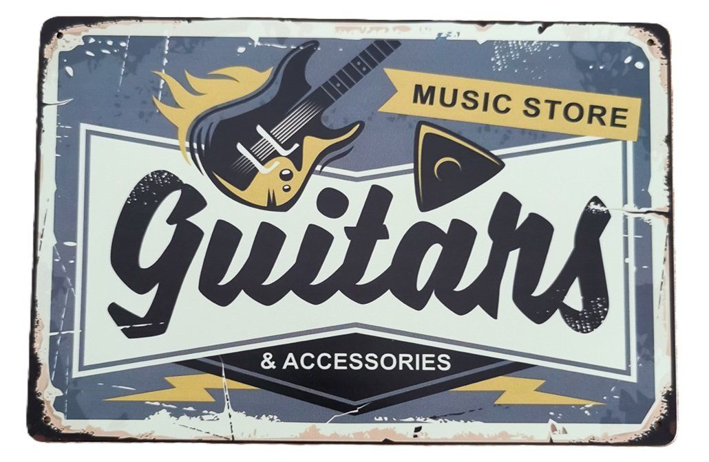 Insegne: GUITARS - Blechschild  (neu/OVP) – Nuovo e nell'imballaggio originale da Wilen b. Wollerau venduto da morethanmusic