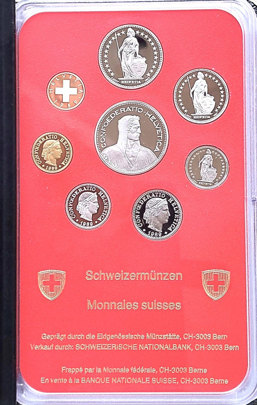 Tutti le monete: CH - Münzsatz 1989 pp – Nuovo e nell'imballaggio originale da Arch venduto da moneyswiss 3