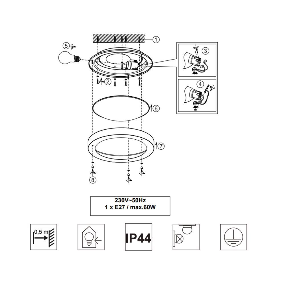 Lampadari & plafoniere: Deckenleuchte, Chrom, Rund, 31 cm Ø – Nuovo (secondo la descrizione) da Kreuzlingen venduto da Smart-Light 6